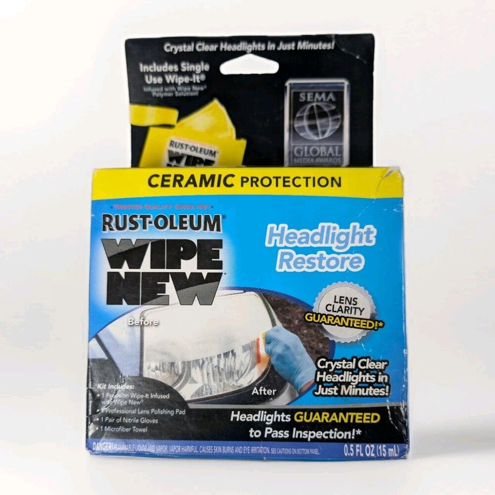 Rust-Oleum Wipe New Headlight Restore Kit Ceramic Protection New In Box
